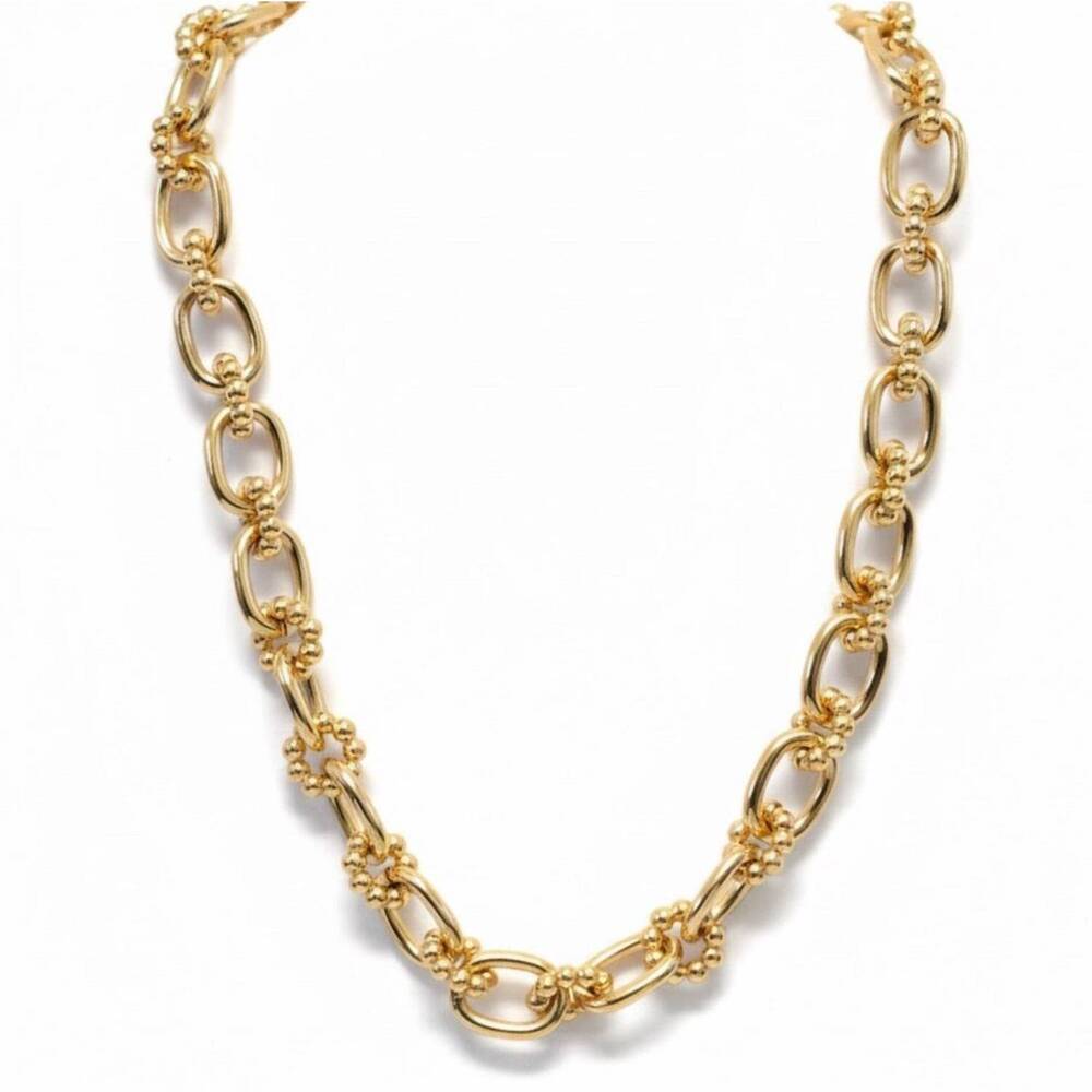 NEW ELLISON+YOUNG women's golden bloom bubble link necklace in gold